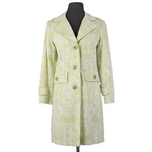 Gallery Sz XL Green White Collared Lined Pockets Buttons Cotton Poly Jacket